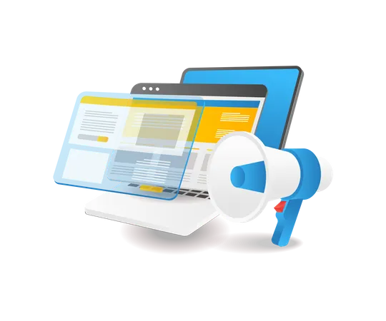 Megaphone promotion seo digital marketing strategy  Illustration