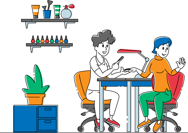 Meistern Sie die Maniküre im Barbershop für Mädchen  Illustration