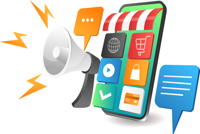 La mejor estrategia de marketing digital para aplicaciones de comercio electrónico para teléfonos inteligentes  Ilustración