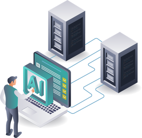 Mejora de servidores a través de aplicaciones de IA  Ilustración