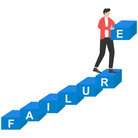 Mejorar desde el fracaso para subir escaleras hasta el éxito  Ilustración