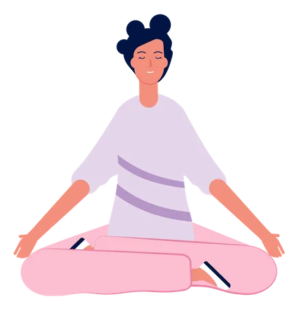 Persona De Caracter De Meditacion Posturas De Yoga Sentado Pilates Ilustración
