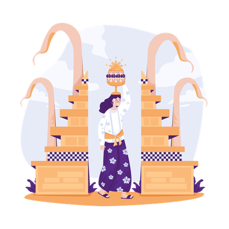 Melasti ritual ceremony  イラスト