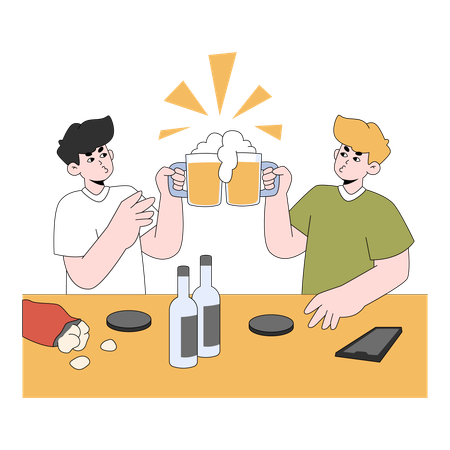 Melhores amigos bebem juntos  Ilustração