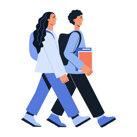 Melhores amigas indo para a escola  Ilustração
