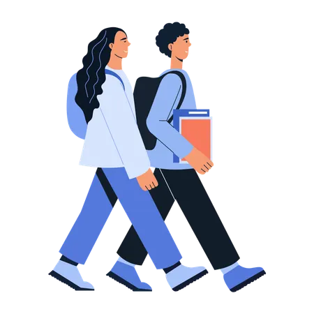 Melhores amigas indo para a escola  Ilustração