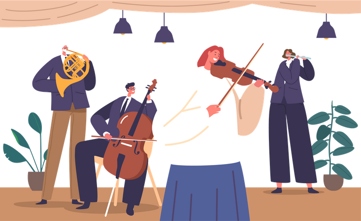 Melodic Performance on Violin  Illustration