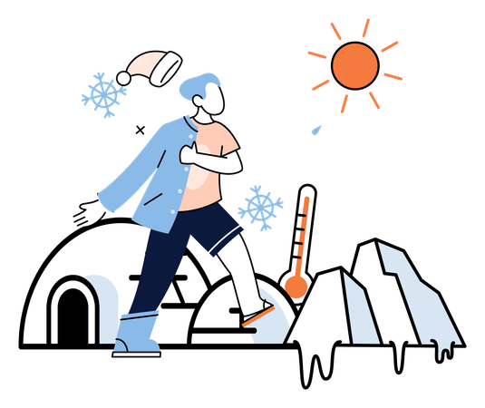 Melting glacier Impact of human activity on weather  Illustration