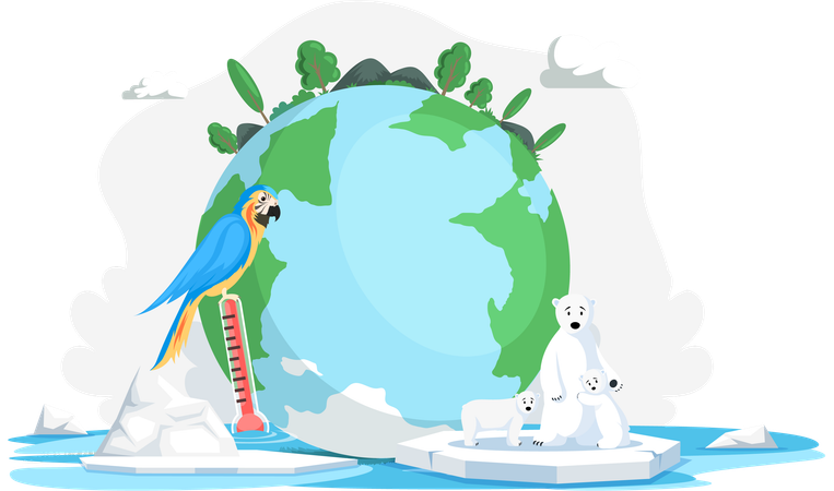 Melting glaciers due to global warming  Illustration