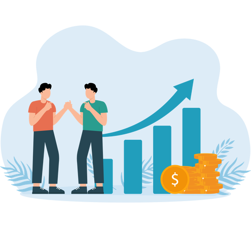 Members discussing Financial Growth data  Illustration