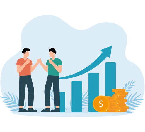 Members discussing Financial Growth data  Illustration