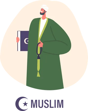 Membro devoto do clero muçulmano  Ilustração