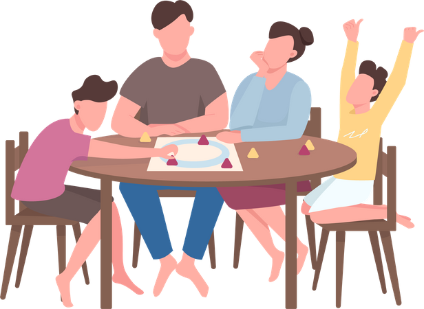 Membros da família jogam jogo de tabuleiro  Ilustração