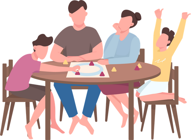 Membros da família jogam jogo de tabuleiro  Ilustração