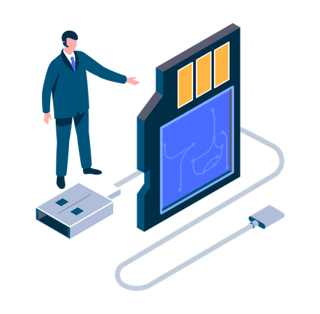 Memory card and cable  Illustration