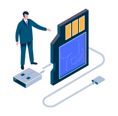 Memory card and cable Illustration