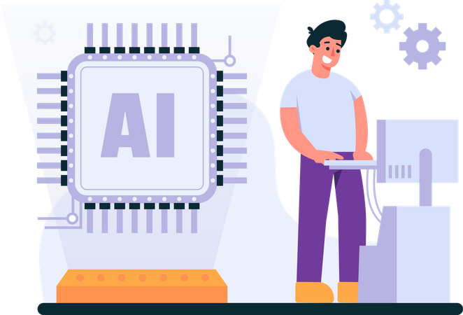 Men and Artificial Intelligence  Illustration