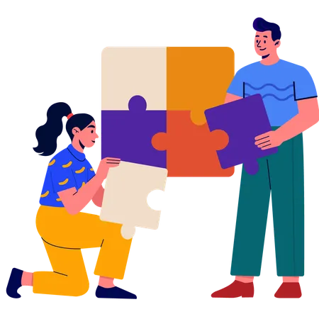 Men and Women Collaborate to Develop Strategies  Illustration