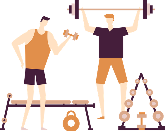 Men at the gym Illustration