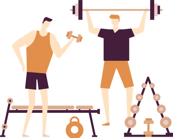 Men at the gym Illustration