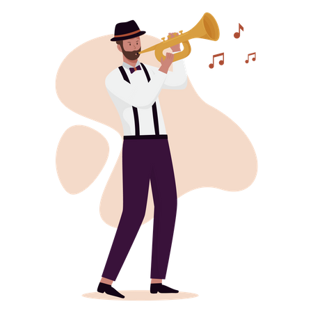 Men blowing in saxophone  Illustration