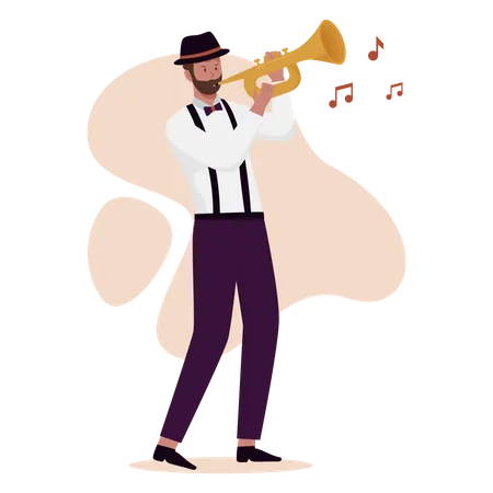 Men blowing in saxophone  Illustration