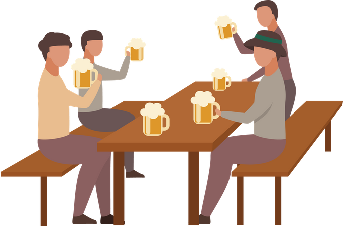 Men celebrating beer festival Illustration