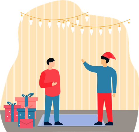 Men celebrating Christmas party  Illustration