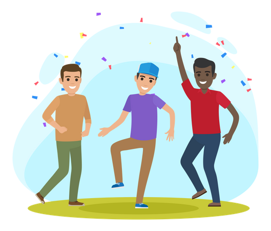 Men celebrating while dancing  Illustration