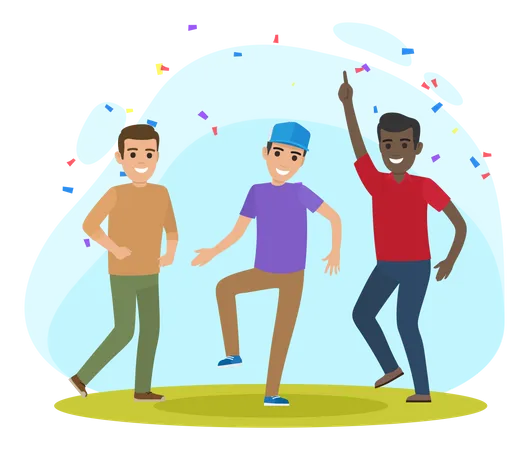 Men celebrating while dancing  Illustration