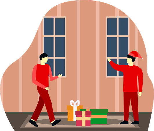 Men celebrating xmas  Illustration