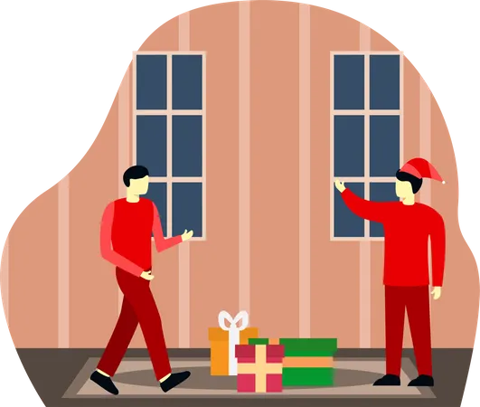 Men celebrating xmas  Illustration