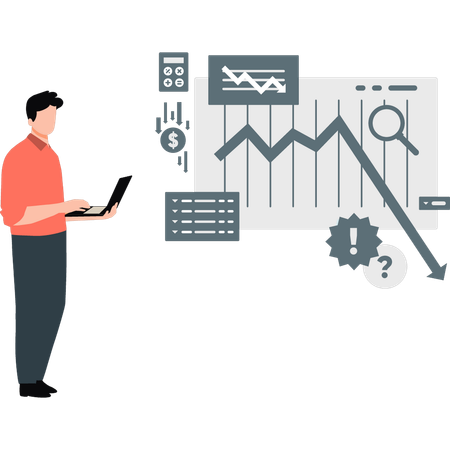 Men dealing with  huge loss in stock market  Illustration