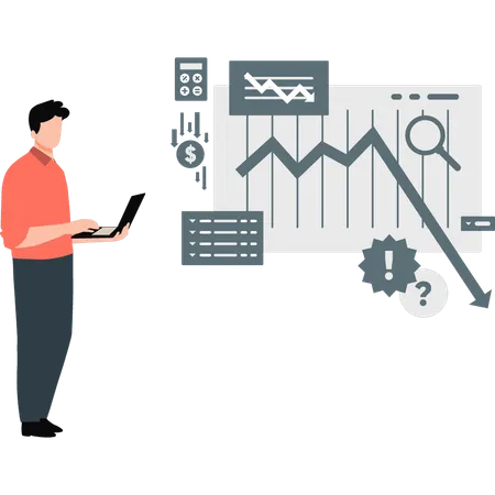 Men dealing with  huge loss in stock market  Illustration