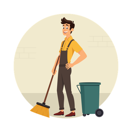 Men Doing Cleaning Task  Illustration