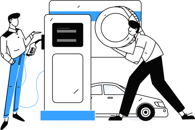 Men doing fuel investment  Illustration