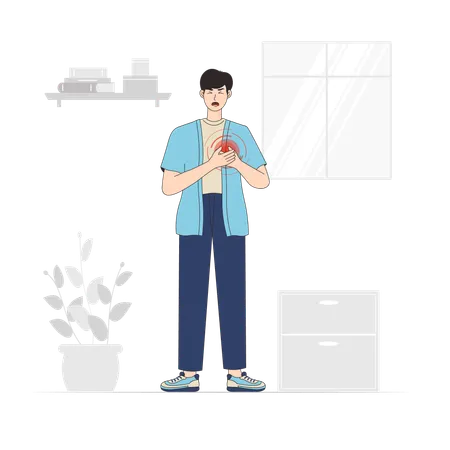 Men Experiencing Chest Pain  Illustration