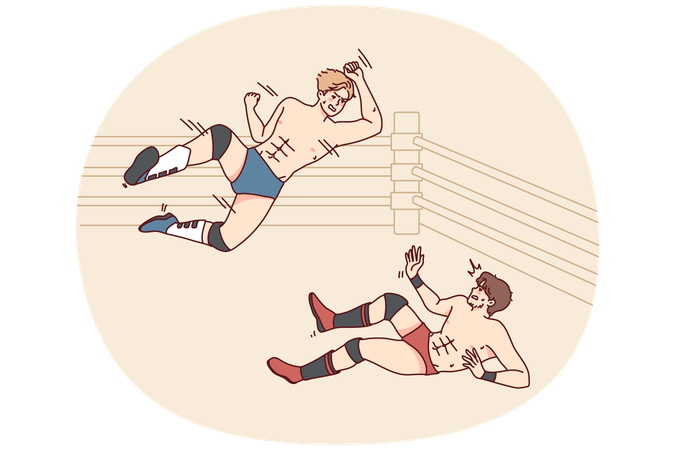 Men fight on mma ring  Illustration