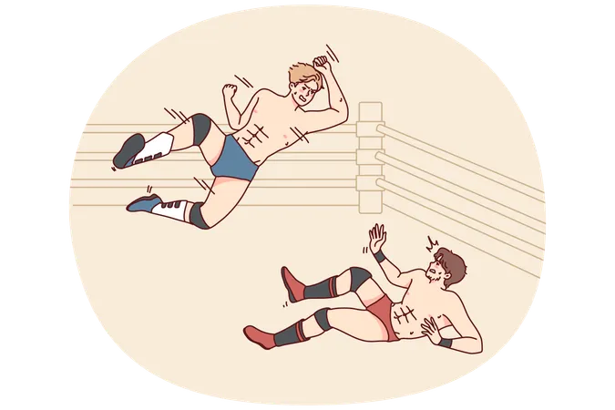 Men fight on mma ring  Illustration