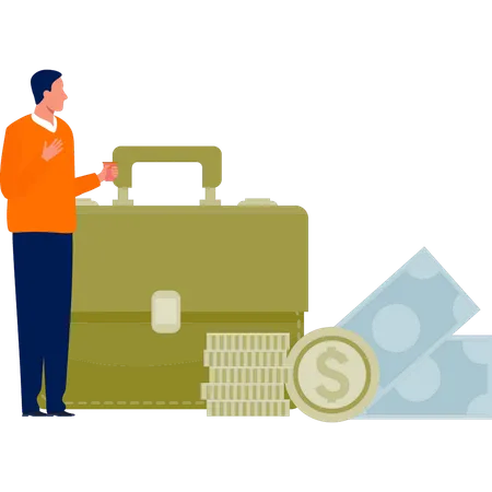 Men gets money briefcase  Illustration