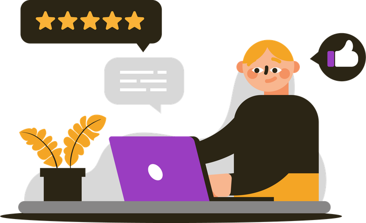 Men giving positive ratings and 5 stars  Illustration