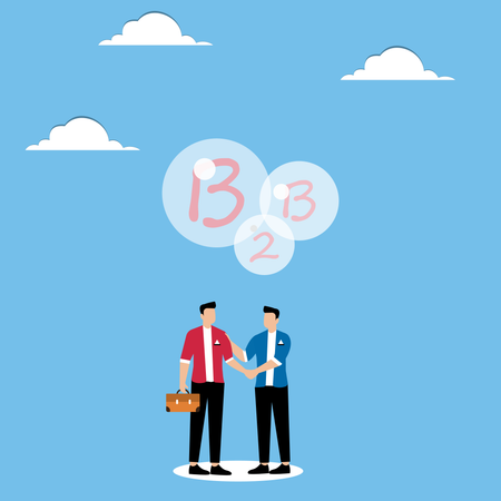 Men handshake under speech bubble with B2B  Illustration