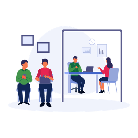 Men having Campus Job Interview  Illustration