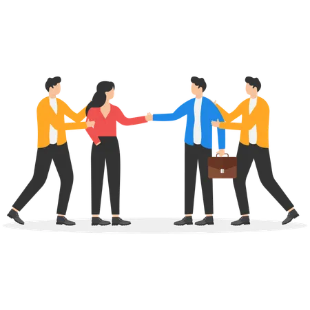 Men In Business Suits Try To Break The Agreement  Illustration