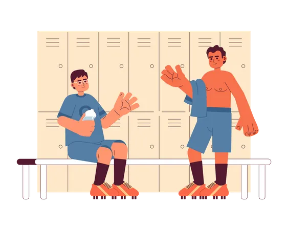 Men in changing room  Illustration