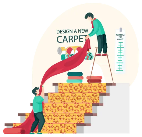 Men manufacturing carpet fabric  Illustration