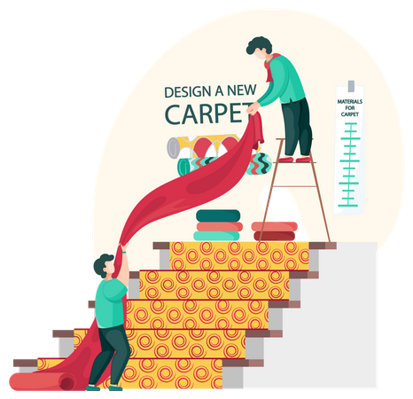 Men manufacturing carpet fabric  Illustration