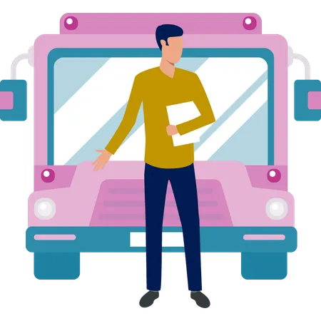 Men offering to travel from bus  Illustration