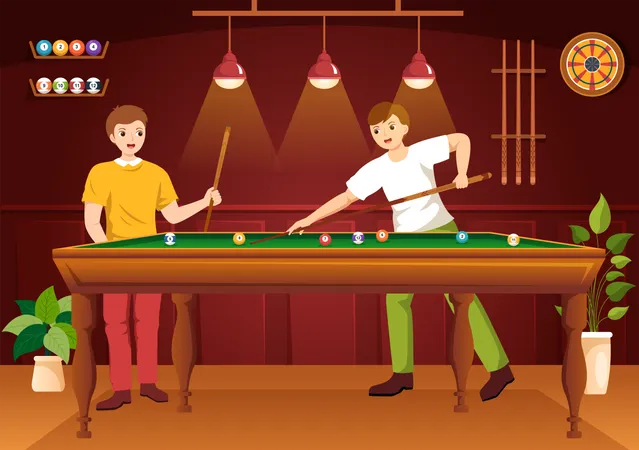 Men playing Billiards Game  Illustration