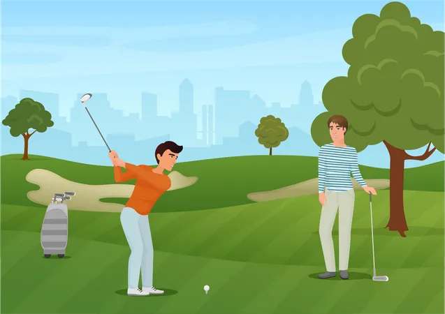 Men playing golf  Illustration